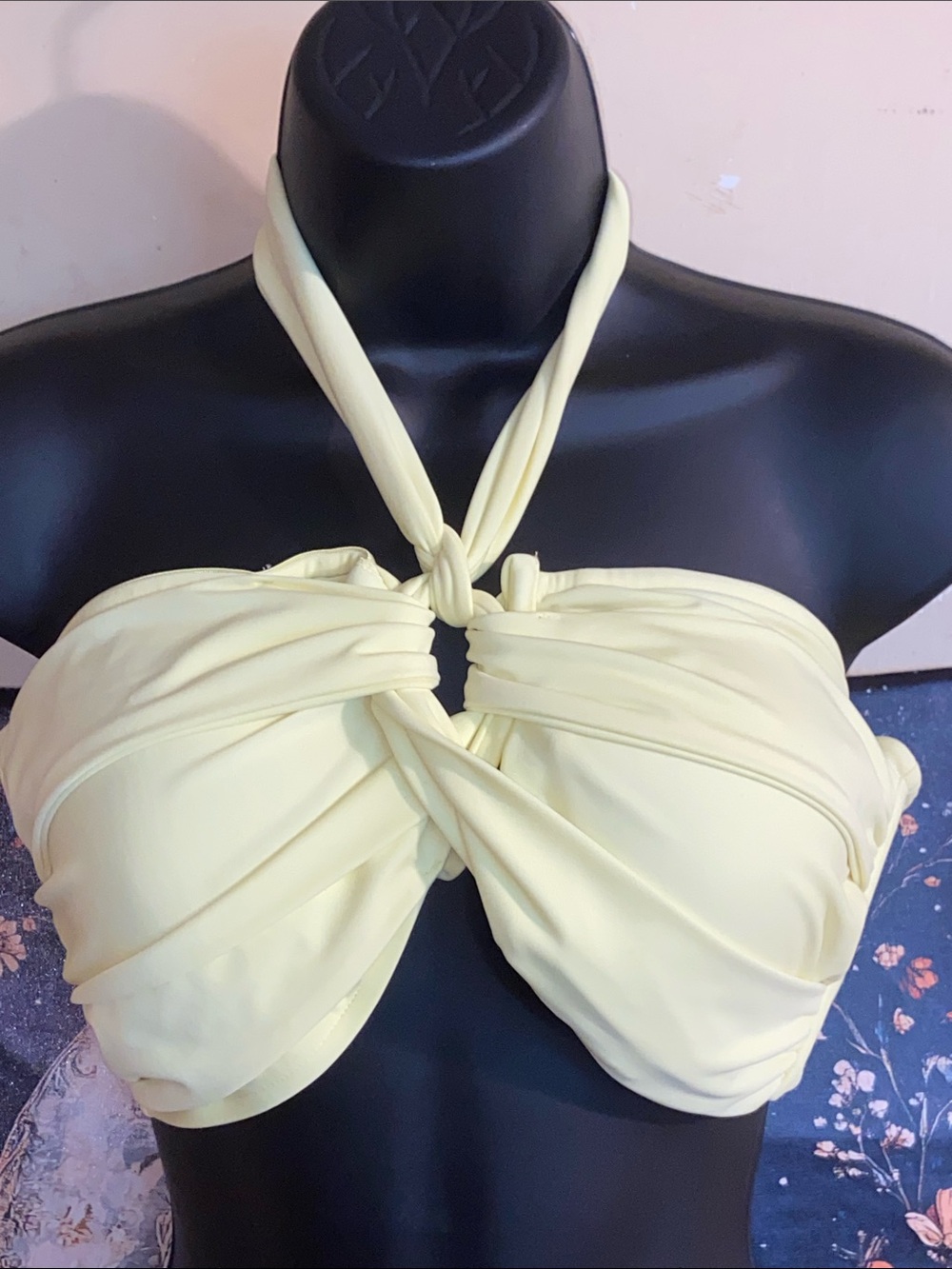 HEAT YELLOW HALTER BANDEAU BIKINI TOP Padded